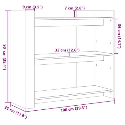 vidaXL Veggborð Sonoma Eik 100x35x90 cm Samsettur Viður