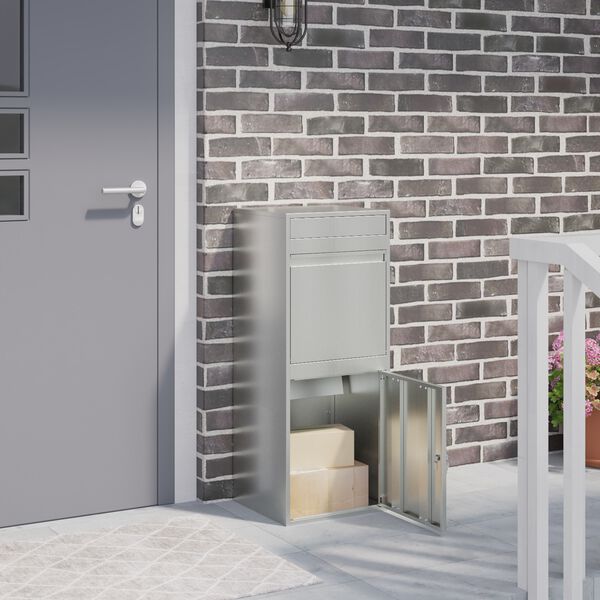 vidaXL P&oacute;stkassi me&eth; hur&eth; Svartur 41 x 38 x 103 cm Galvaniserad st&aacute;l