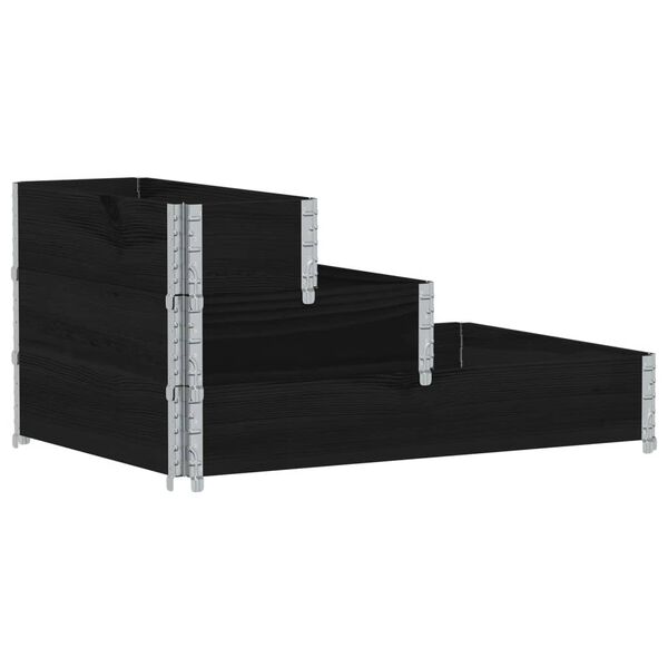 vidaXL &THORN;riggja H&aelig;&eth;a Upph&aelig;kka&eth; Gr&oacute;&eth;urker Svart 120x80 cm Gegnheil Fura