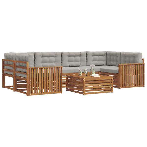 vidaXL &Uacute;ti s&oacute;fasett me&eth; p&uacute;&eth;i 7 pcs N&aacute;tt&uacute;rulegt og Lj&oacute;st Gr&aacute;tt