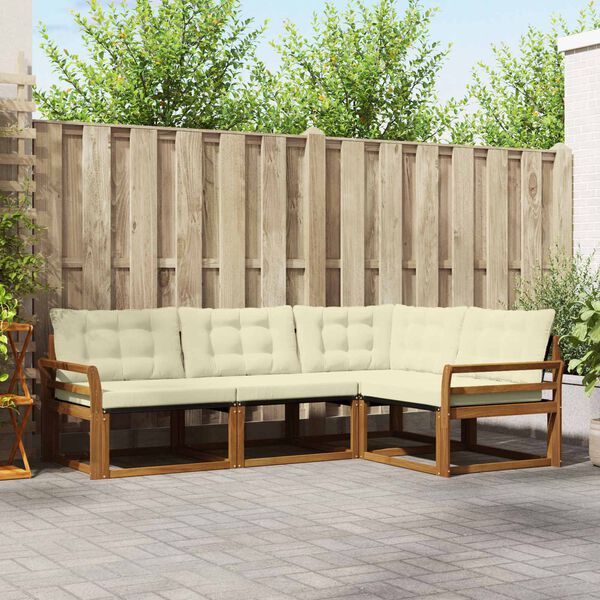 vidaXL &Uacute;ti s&oacute;fasett me&eth; p&uacute;&eth;i 4 pcs N&aacute;tt&uacute;rulegt og Krem