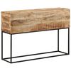vidaXL Veggbor&eth; 110x30x75 cm Gegnheill Gr&oacute;fur Mang&oacute;vi&eth;ur og J&aacute;rn