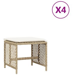 vidaXL Garðkollar Með Sessum 4 stk. 41x41x36 cm Pólýrattan Drappaður
