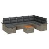 vidaXL Gar&eth;s&oacute;fa sett me&eth; p&uacute;&eth;i me&eth; geymslu 9 pcs Gr&aacute;r p&oacute;l&yacute;rattan