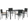 vidaXL Gar&eth;ur bor&eth;sett 5 pcs Svartur p&oacute;l&yacute;rattan