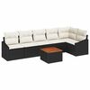 vidaXL Gar&eth;s&oacute;fa sett me&eth; p&uacute;&eth;i 7 pcs Svartur p&oacute;l&yacute;rattan