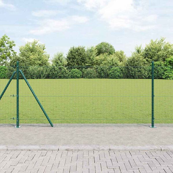 vidaXL Gir&eth;ingarp&oacute;stur Gr&aelig;nn 10 x 0,8 m (25 x 25 mm net) St&aacute;l og PVC