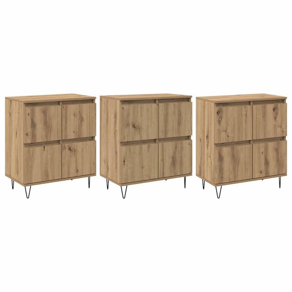 vidaXL Hli&eth;arbor&eth; 3 pcs handverkseik 180 x 35 x 70 cm Samsettur vi&eth;ur