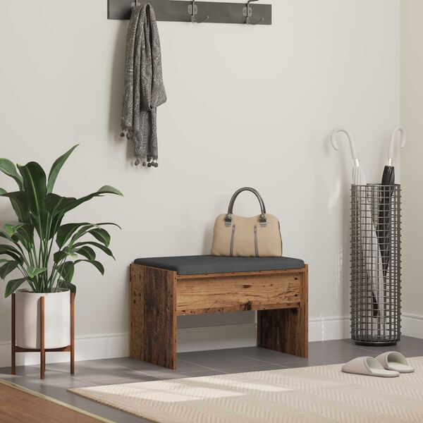 vidaXL Hallarbekk me&eth; p&uacute;&eth;i Gamalt timbur 63 x 38 x 40 cm