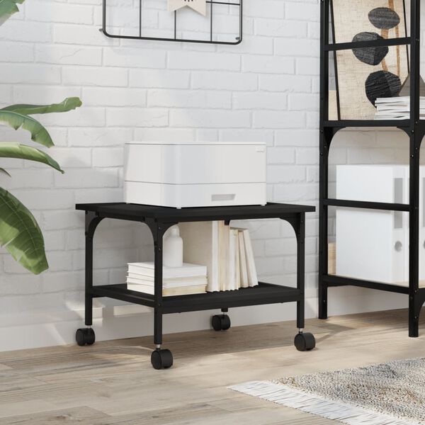 vidaXL Prentarastandur 2 hæða Svartur 50x40x38 cm Samsettur viður