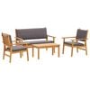 vidaXL Gar&eth;s&oacute;fa sett 4 pcs Br&uacute;nn 120 x 65,5 x 79 cm Hrein akas&iacute;utr&eacute;
