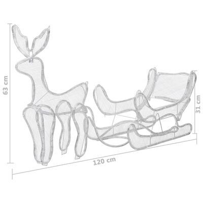 vidaXL Jólaljós Hreindýr og Sleði með Möskvaneti 432 LED ljós