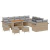 vidaXL Gar&eth;s&oacute;fa sett me&eth; p&uacute;&eth;i 14 pcs Drapplita&eth;ur p&oacute;l&yacute;rattan