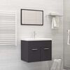 804784 vidaXL 2 Piece Bathroom Furniture Set Grey Chipboard