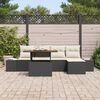vidaXL Gar&eth;s&oacute;fa sett me&eth; geymslu 6 pcs Svartur Poly rattan