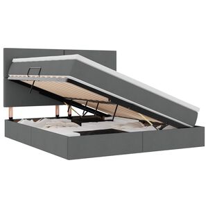 vidaXL R&uacute;m me&eth; geymslur&yacute;mi og LED D&ouml;kk gr&aacute; 180 x 200 cm P&oacute;l&yacute;ester