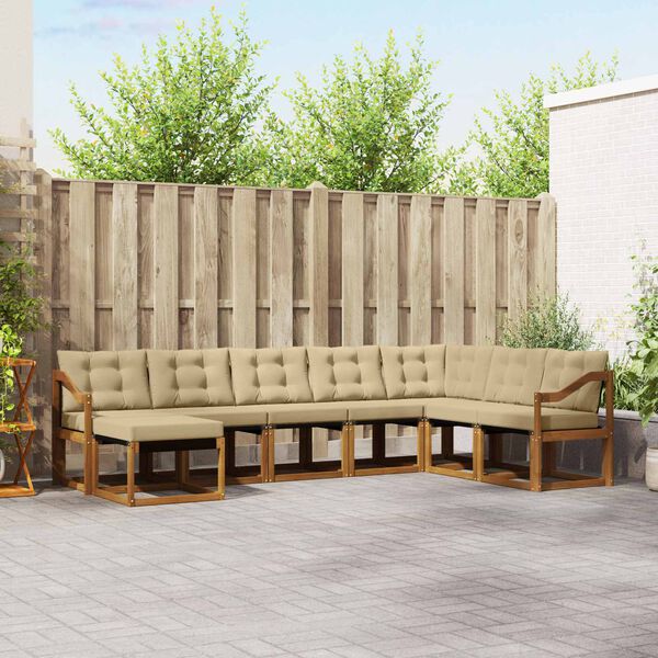 vidaXL &Uacute;ti s&oacute;fasett me&eth; p&uacute;&eth;i 8 pcs N&aacute;tt&uacute;rulegt og B&eacute;ig