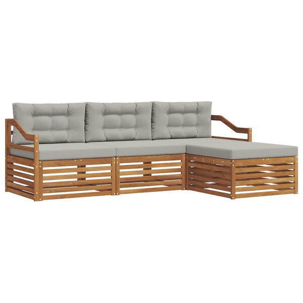 vidaXL &Uacute;ti s&oacute;fasett me&eth; p&uacute;&eth;i 4 pcs N&aacute;tt&uacute;rulegt og Lj&oacute;st Gr&aacute;tt