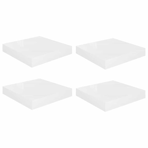 vidaXL Vegghengdar Hillur 4 stk. H&aacute;glans Hv&iacute;tar 23x23,5x3,8 cm MDF