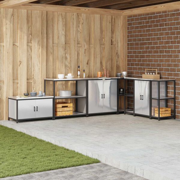 vidaXL Eldh&uacute;s geymsla me&eth; hillu Silfur 60 x 50 x 92 cm St&aacute;l