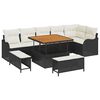 vidaXL Gar&eth;s&oacute;fa sett me&eth; p&uacute;&eth;i 9 pcs Svartur p&oacute;l&yacute;rattan