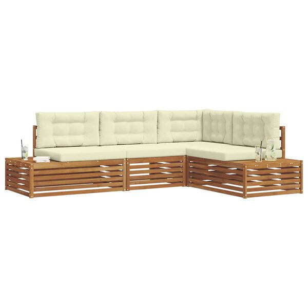 vidaXL &Uacute;ti s&oacute;fasett me&eth; p&uacute;&eth;i 4 Stykki N&aacute;tt&uacute;rulegt og Krem