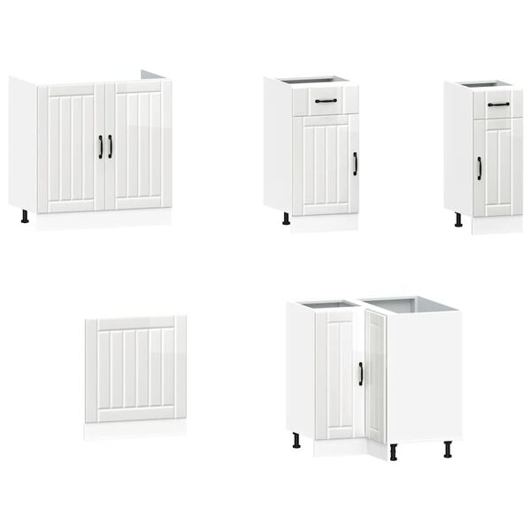 vidaXL 11 stykki Eldh&uacute;ssk&aacute;pasett Lucca Glans Hv&iacute;tur Samsettur Vi&eth;ur