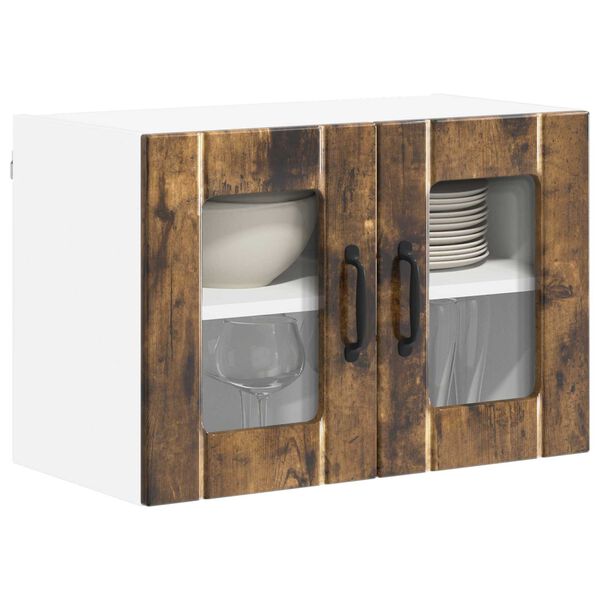 vidaXL Eldh&uacute;s sk&aacute;pur 2 pcs Rau&eth;-eik 60 x 31 x 40 cm Samsettur vi&eth;ur