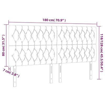 vidaXL LED höfuðgafl Rjómahvítt 180x7x118/128 cm Efni