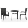 vidaXL 3ja gar&eth;bor&eth;stofusett Poly Rattan Black