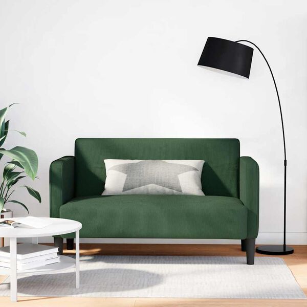 vidaXL Loveseat S&oacute;fi D&ouml;kk Gr&aelig;nn 109 cm corduroy efni