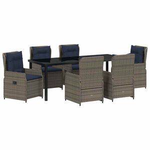 vidaXL Gar&eth;ur bor&eth;sett 7 pcs Gr&aacute;r Poly rattan