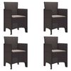 vidaXL Gar&eth;st&oacute;ll me&eth; p&uacute;&eth;i 4 pcs Br&uacute;nn 53 x 49 x 85 cm P&oacute;l&yacute;pr&oacute;p&yacute;len
