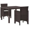 vidaXL Gar&eth;ur bor&eth;sett 3 pcs Br&uacute;nn P&oacute;l&yacute;pr&oacute;p&yacute;len