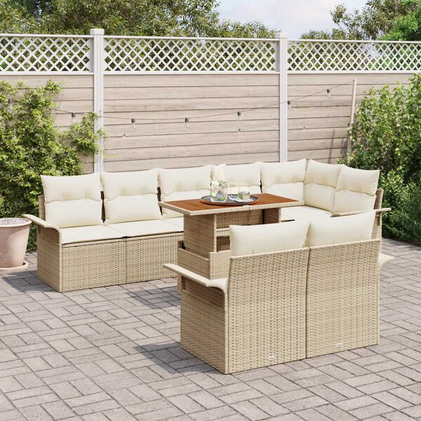 vidaXL Gar&eth;s&oacute;fa sett me&eth; geymslu 9 pcs Drapplita&eth;ur Poly rattan