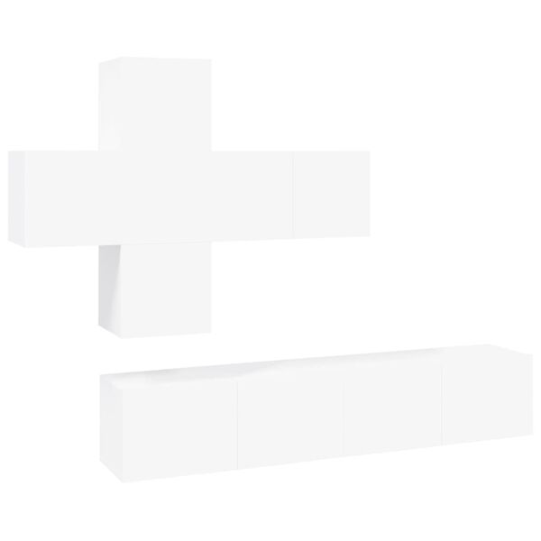 vidaXL 7 hluta Sjónvarpsskápasett Hvítur Samsettur Viður