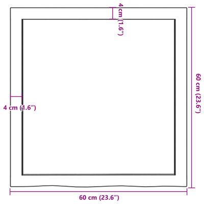 vidaXL Baðherbergisborðplata Dökkbrún 60x60x(2-4)cm Meðhöndlaður Viður