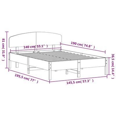 vidaXL Rúmgrind án Dýnu Hvít 140x190 cm Gegnheil Fura