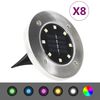 vidaXL S&oacute;lkn&uacute;in Jar&eth;lj&oacute;s 8 stk. LED Lj&oacute;s RGB Litur