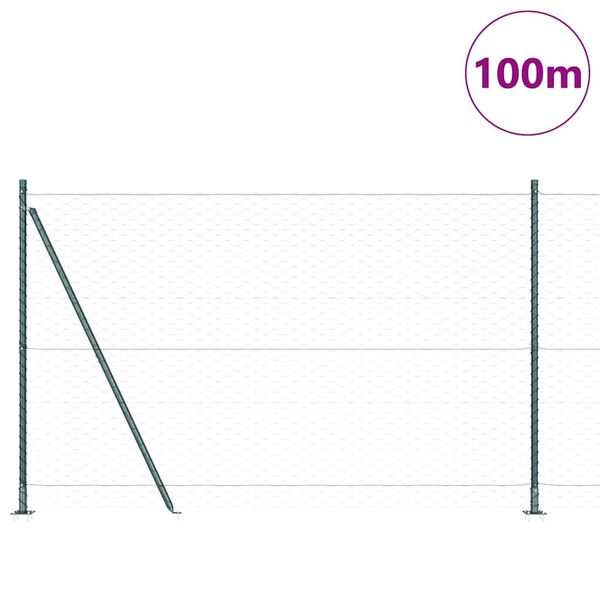 vidaXL Gir&eth;ingarp&oacute;stur Gr&aelig;nn 100 x 1,5 m (50 mm net) St&aacute;l og PVC