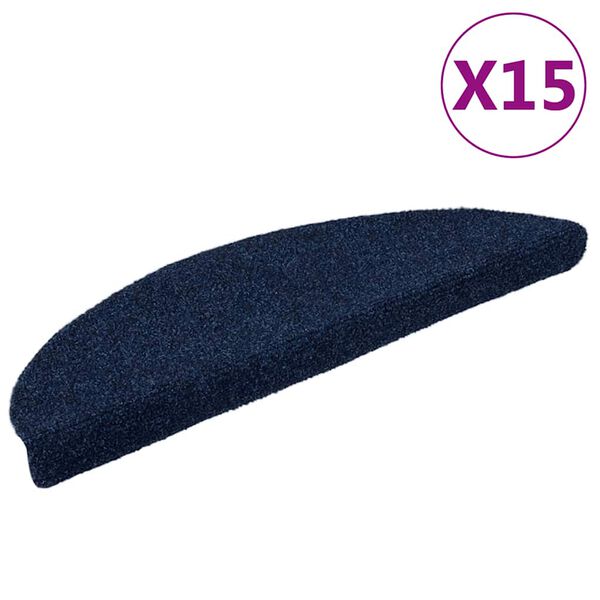 vidaXL Stigamottur sjálflímandi 15 stk 56x17x3 cm dökkbláar hálfhringlaga