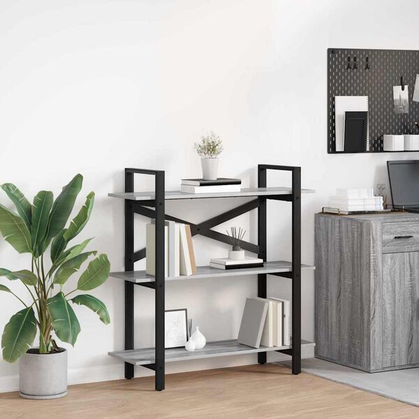 vidaXL Hilla Gr&aacute;r Sonoma 100 x 33,5 x 102 cm Samsettur vi&eth;ur