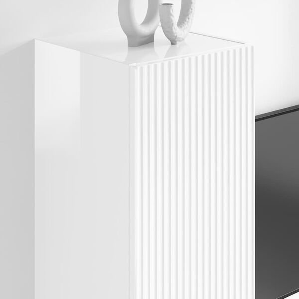 vidaXL Sj&oacute;nvarpsveggsk&aacute;pur Vegghengt Glansandi Hv&iacute;tur 30 x 31 x 100 cm