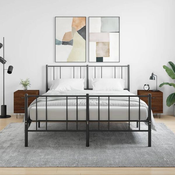 vidaXL N&aacute;ttbor&eth; 2 stk. Br&uacute;nn Eikarlitur 40x35x47,5 cm Samsettur Vi&eth;ur