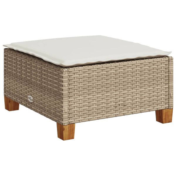vidaXL garðstóll með púði Beige 63,5x56x32 cm Poly Rattan