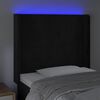 vidaXL LED h&ouml;fu&eth;gafl Svart 83x16x118/128 cm Flauel