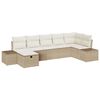 vidaXL Gar&eth;s&oacute;fa sett me&eth; p&uacute;&eth;i 7 pcs Drapplita&eth;ur p&oacute;l&yacute;rattan