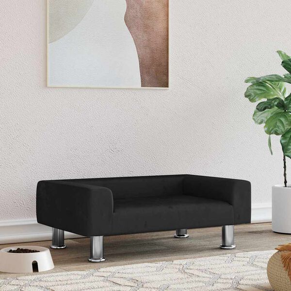 vidaXL Hundar&uacute;m Svart 70x45x26,5 cm Flauel