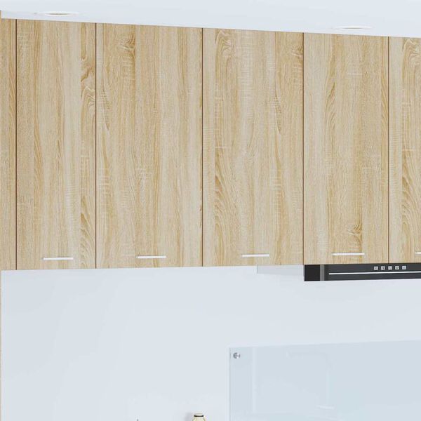 vidaXL Vegghengdur sk&aacute;pur Sonoma Eik 80 x 31 x 80 cm Samsettur vi&eth;ur