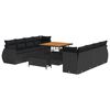vidaXL Gar&eth;s&oacute;fa sett me&eth; p&uacute;&eth;i me&eth; geymslu 11 pcs Svartur p&oacute;l&yacute;rattan